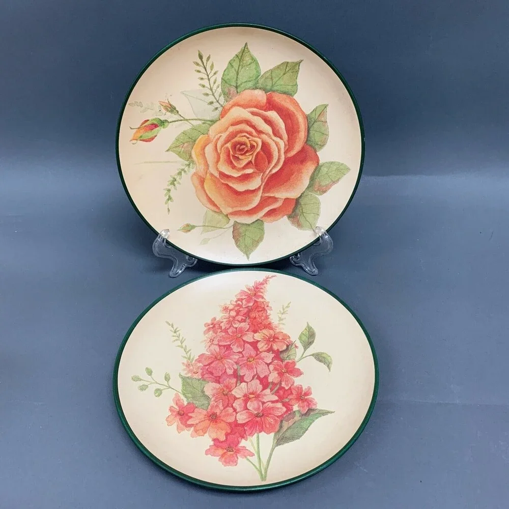 2006 Home Interiors and Gifts Decorative Salad Plates‎ Floral Lot of 2